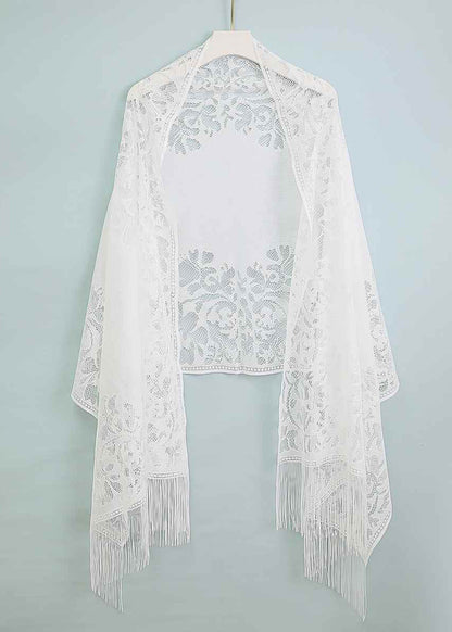 Handmade Chinese Style Black Tasseled Hollow Out Scarf YF004