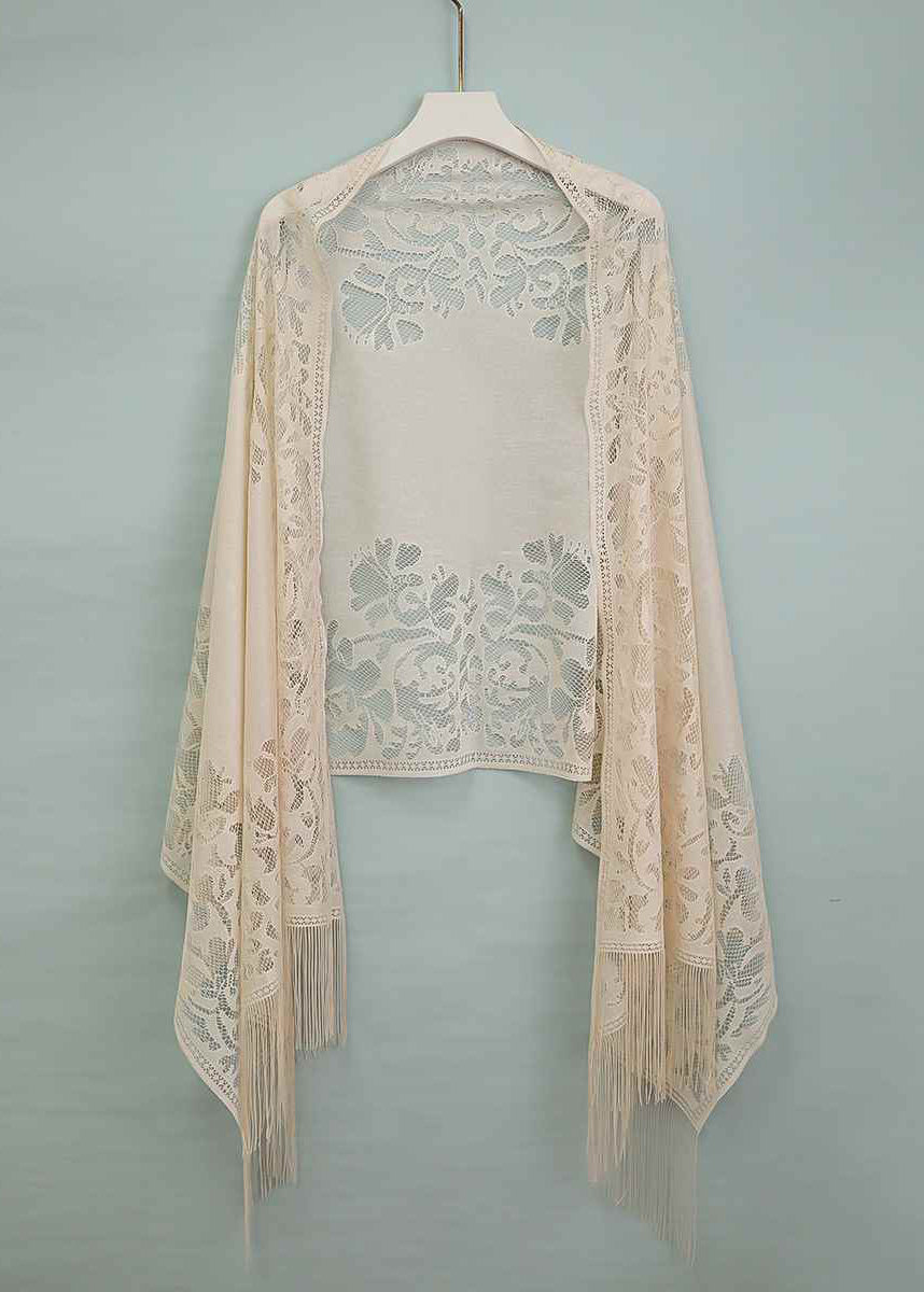 Handmade Chinese Style Black Tasseled Hollow Out Scarf YF004