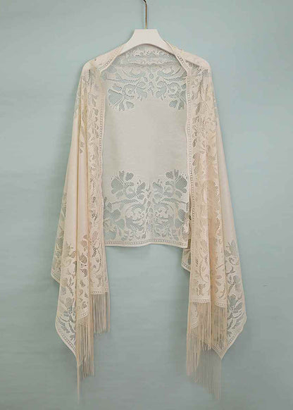 Handmade Chinese Style Black Tasseled Hollow Out Scarf YF004