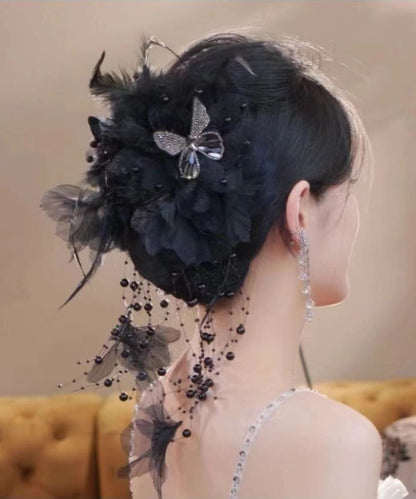 Butterfly Handmade Alloy Coffee Tassel Pearl Feather Zircon