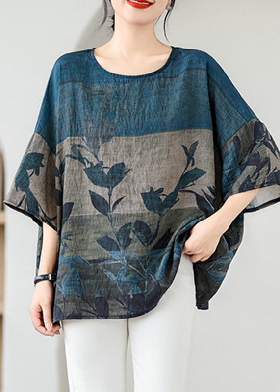 Handmade Colorblock O-Neck Print Cozy Top Summer AP060