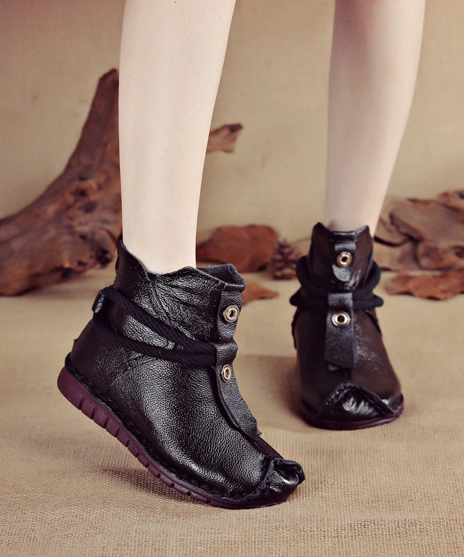 Boots Splicing Brown Handmade Cowhide Leather Comfortable