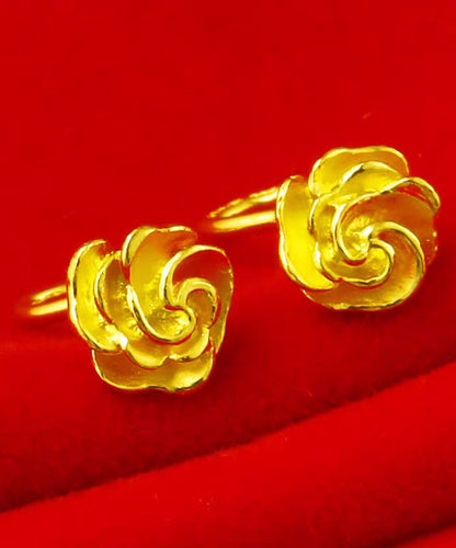 Handmade Gold Sterling Silver Overgild Rose Stud Earrings TX010