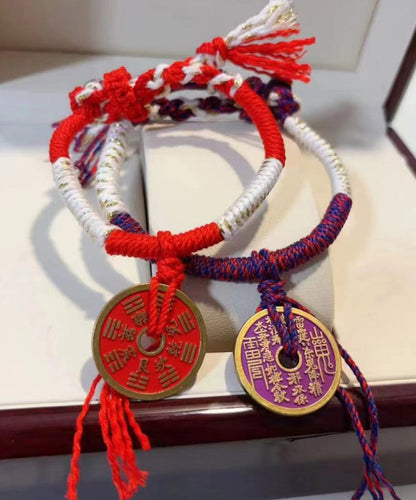 Handmade Purple Hand Woven Tassel Charm Bracelet KX1028