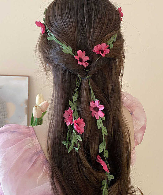 Headband Floral Red Weavin Daisy Rattan Handmade