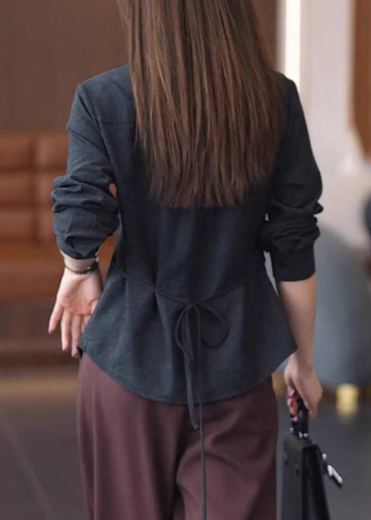 Solid Spring Button Lace Red Handmade Shirt Patchwork