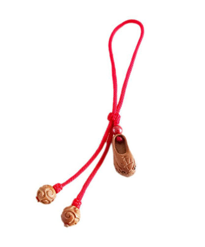 Weaving Head Tiger Anklets Red Wood Handmade Peach Shoes