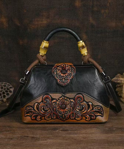 Red Vintage Calf Tote Bag Handmade Embossed Messenger Leather