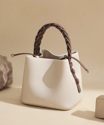 Leather Handbag Handmade Tote Versatile Yellow Faux