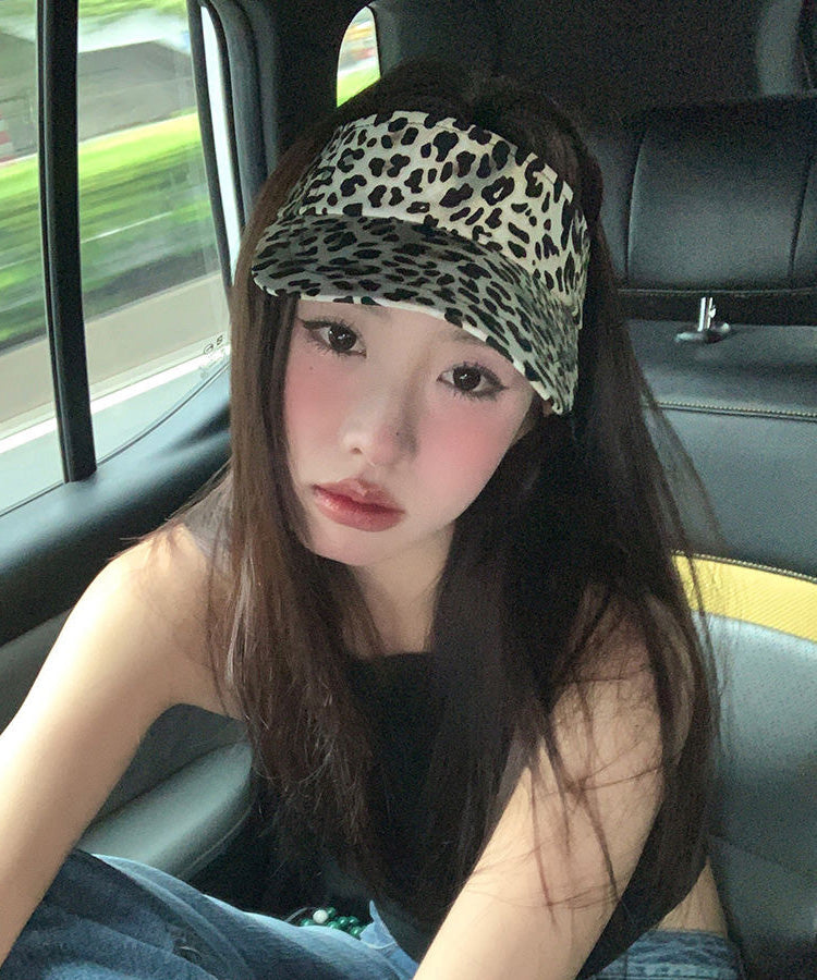 Leopard Top Style Hip Versatile Hop Hat Coffee Sunshade Print
