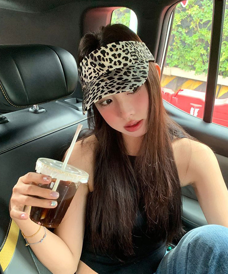 Leopard Top Style Hip Versatile Hop Hat Coffee Sunshade Print
