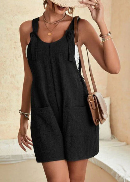 Pockets Sleeveless Patchwork Green Solid Italian Army Jumpsuit