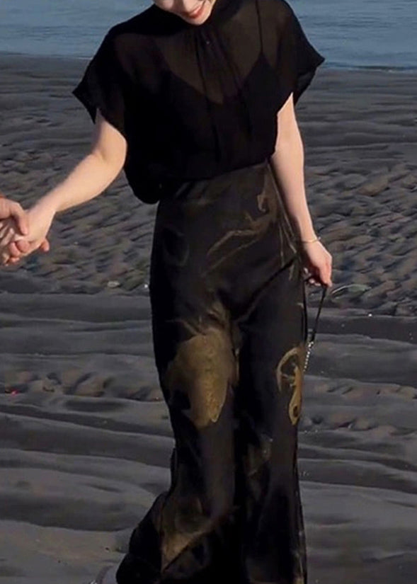 Tops Lace Two Skirts Chiffon Pieces Up And Black Print Italian