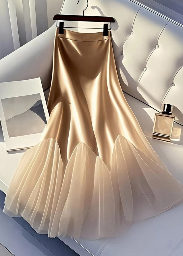 Skirt Italian Line Tulle A Summer Silk Patchwork Champagne