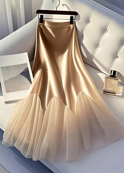 Skirt Italian Line Tulle A Summer Silk Patchwork Champagne