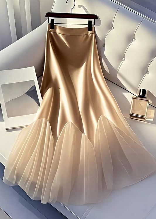 Skirt Italian Line Tulle A Summer Silk Patchwork Champagne