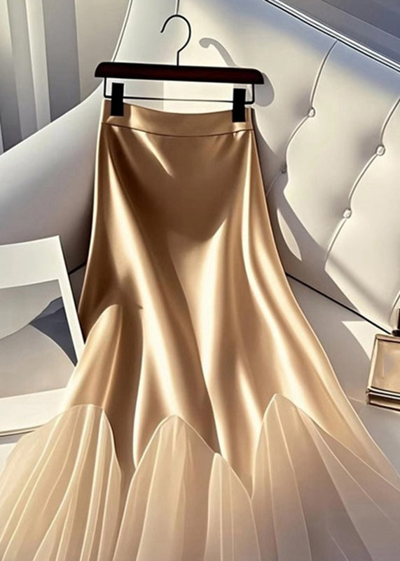 Skirt Italian Line Tulle A Summer Silk Patchwork Champagne