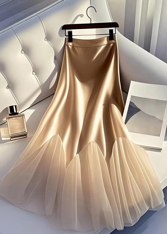 Skirt Italian Line Tulle A Summer Silk Patchwork Champagne