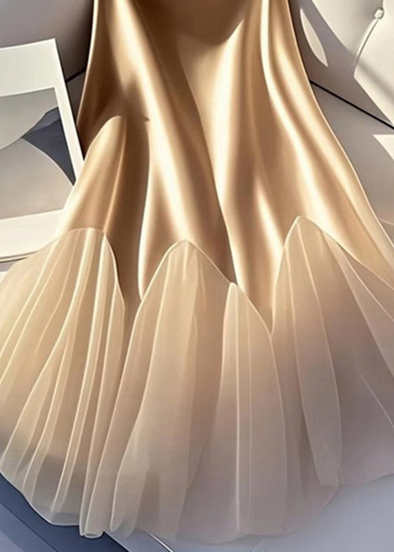 Skirt Italian Line Tulle A Summer Silk Patchwork Champagne