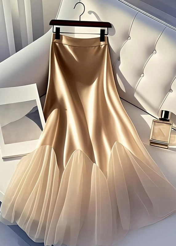 Skirt Italian Line Tulle A Summer Silk Patchwork Champagne