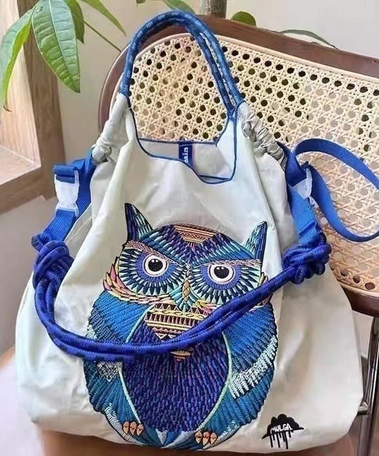 Japanese Style Embroidered Owl Large Capacity Shopping Bag 2024 SX1009