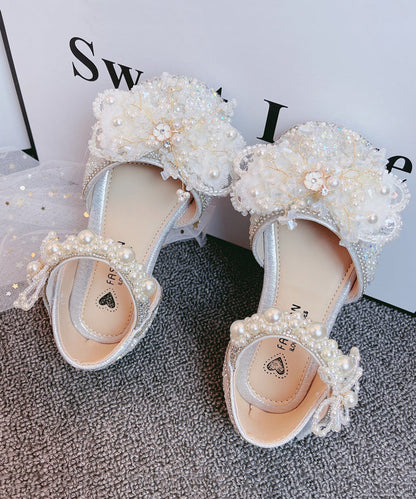 Bead Girls Silver Kids Buckle Zircon Nail Princess Strap Sandals