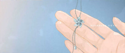 925 Necklace Pendant Silver Sterling Rhinestone Windmill