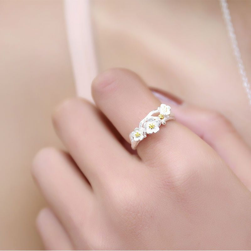 Silver Sterling 925 Open Ring Floral