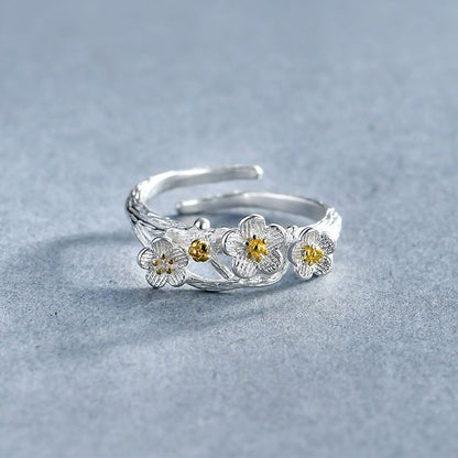 Silver Sterling 925 Open Ring Floral