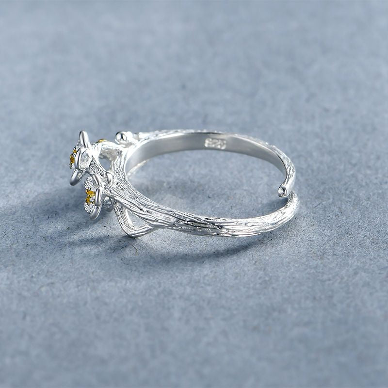 Silver Sterling 925 Open Ring Floral