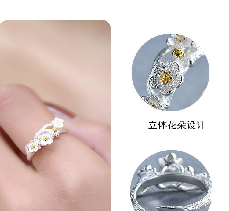 Silver Sterling 925 Open Ring Floral