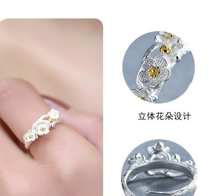 Silver Sterling 925 Open Ring Floral