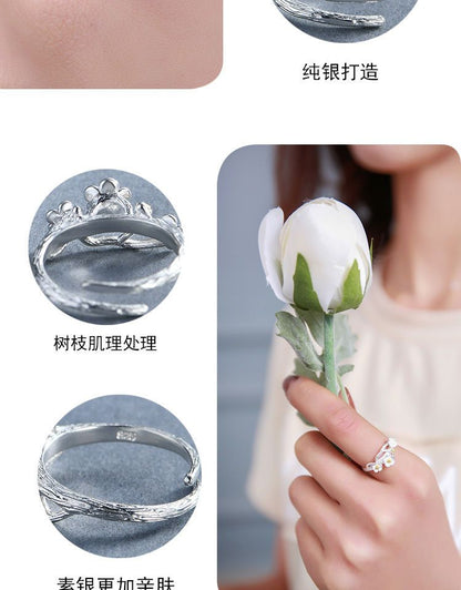Silver Sterling 925 Open Ring Floral
