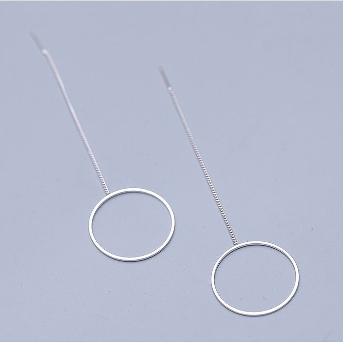 925 Sterling Drop Hoop Silver Earring