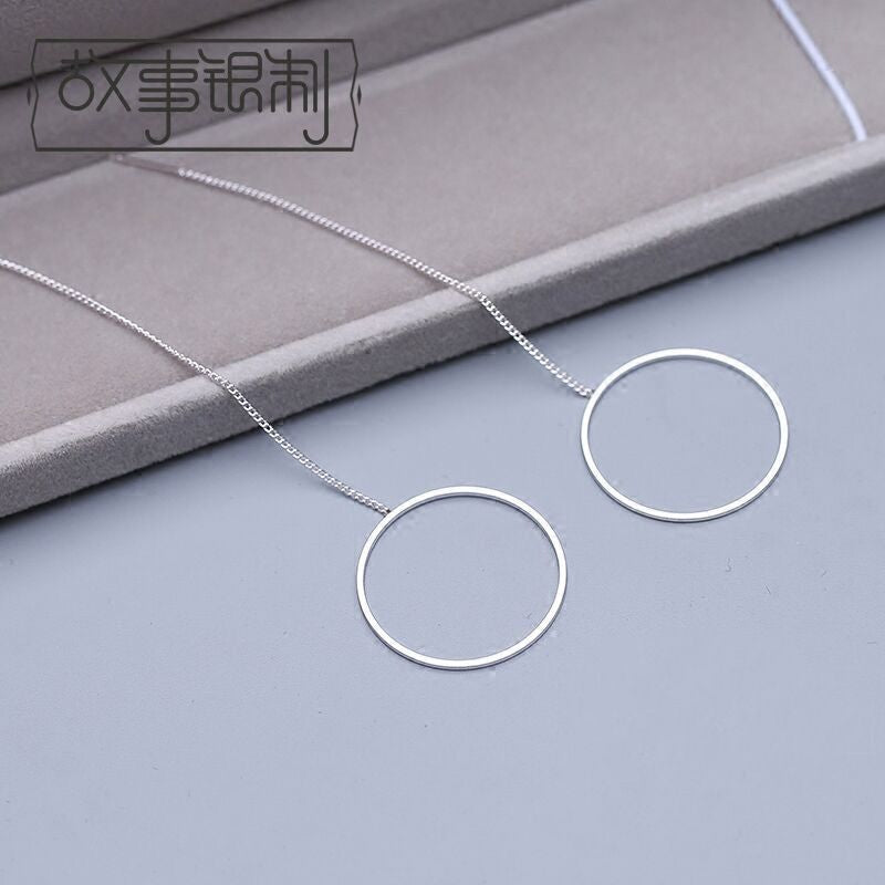 925 Sterling Drop Hoop Silver Earring