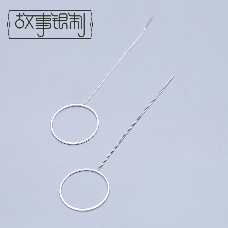 925 Sterling Drop Hoop Silver Earring