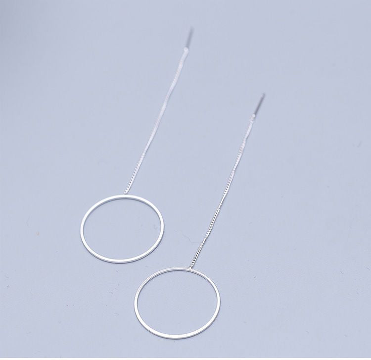 925 Sterling Drop Hoop Silver Earring