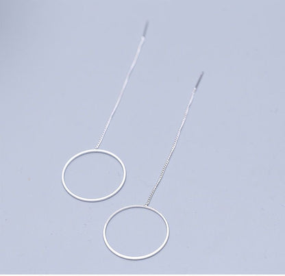 925 Sterling Drop Hoop Silver Earring
