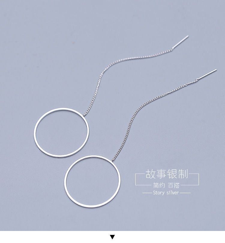 925 Sterling Drop Hoop Silver Earring