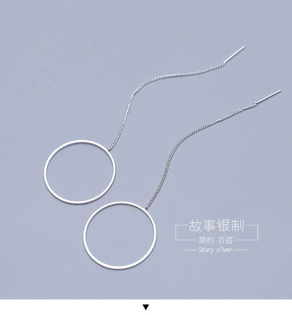 925 Sterling Drop Hoop Silver Earring