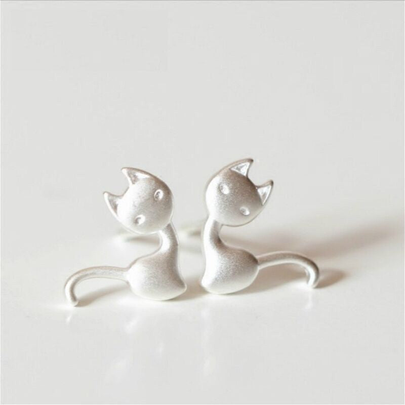925 Silver Cat Earring Sterling