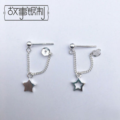 925 Drop Earring Sterling Asymmetrical Silver Star