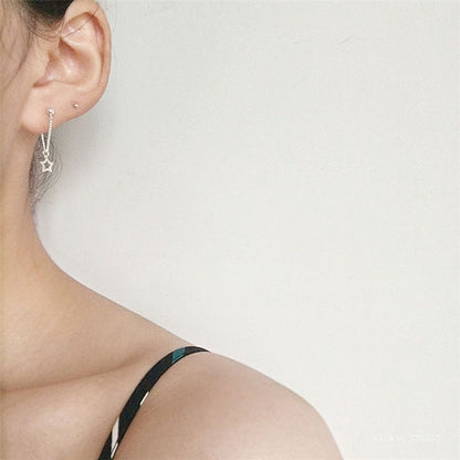 925 Drop Earring Sterling Asymmetrical Silver Star