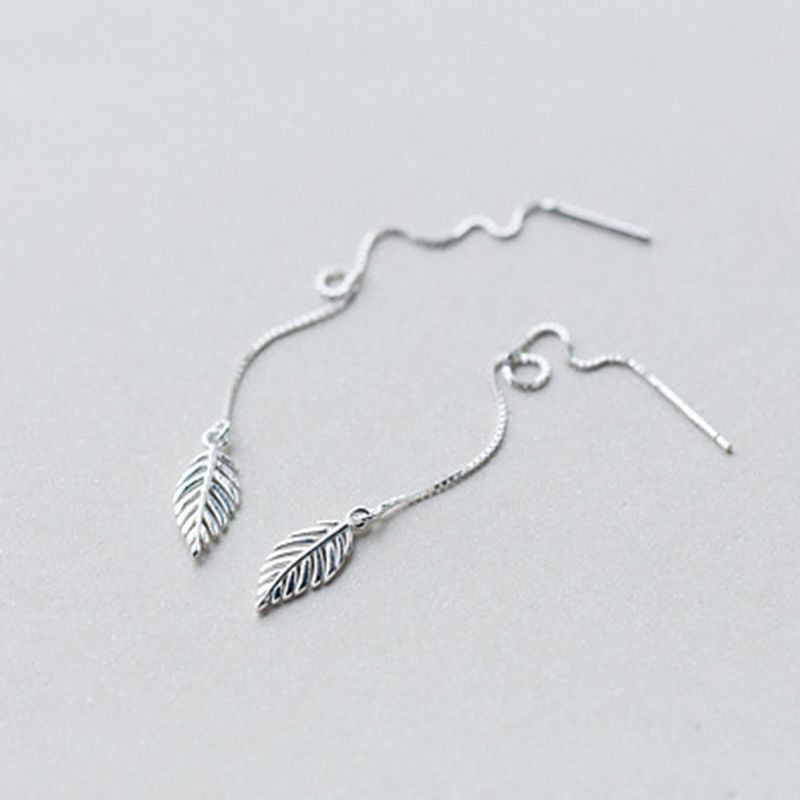 Leaf 925 Drop Silver Sterling Earring