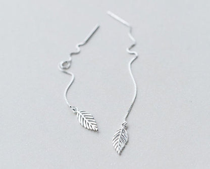 Leaf 925 Drop Silver Sterling Earring