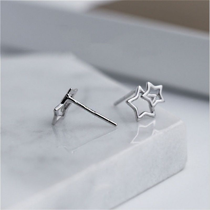 Star Sterling Double Silver 925 Earring
