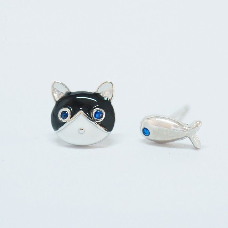 Cat 925 Fish Silver Non-matching Earring and Sterling