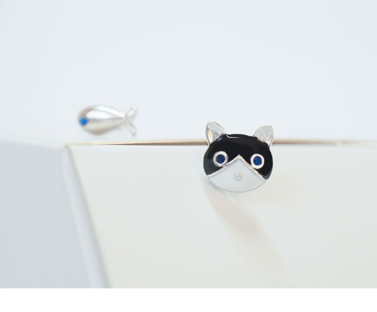 Cat 925 Fish Silver Non-matching Earring and Sterling