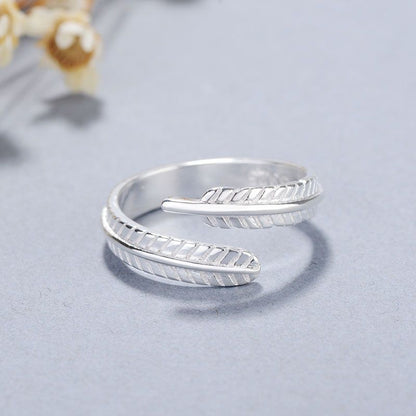 Sterling 925 Ring Feather Open Silver