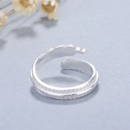 Sterling 925 Ring Feather Open Silver